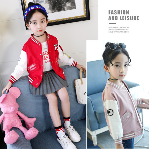 Παιδικό σακάκι άνοιξης-φθινοπώρου για κορίτσια με κολάρο σε σχήμα O σε δύο χρώματα