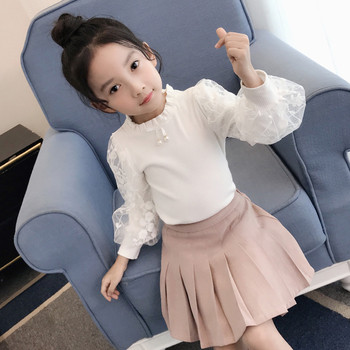 Детска блуза с широк ръкав и бродерия за момиче