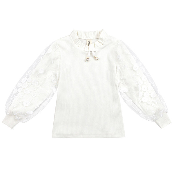 Παιδική μπλούζα με φαρδύ μανίκι και κέντημα για κορίτσια