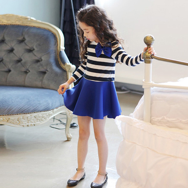 Κομψό παιδικό φόρεμα για κορίτσια με κορδέλα σε δύο χρώματα