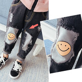 Ενδιαφέρουσα παιδικά τζιν unisex με  emoticons σε δύο χρώματα