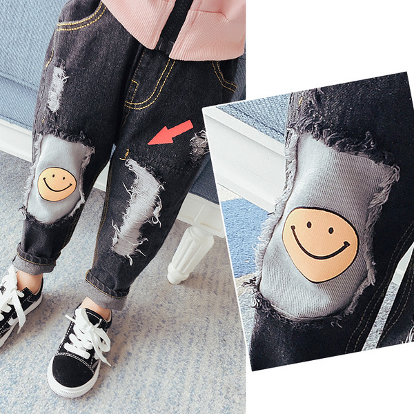 Ενδιαφέρουσα παιδικά τζιν unisex με  emoticons σε δύο χρώματα