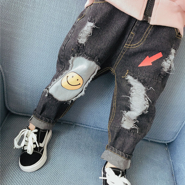 Ενδιαφέρουσα παιδικά τζιν unisex με  emoticons σε δύο χρώματα