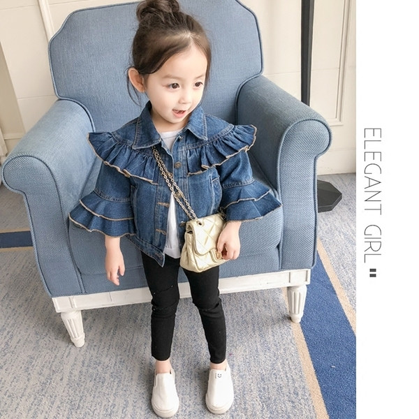 Interesanta geaca de blugi pentru copii pentru fete cu maneci crete