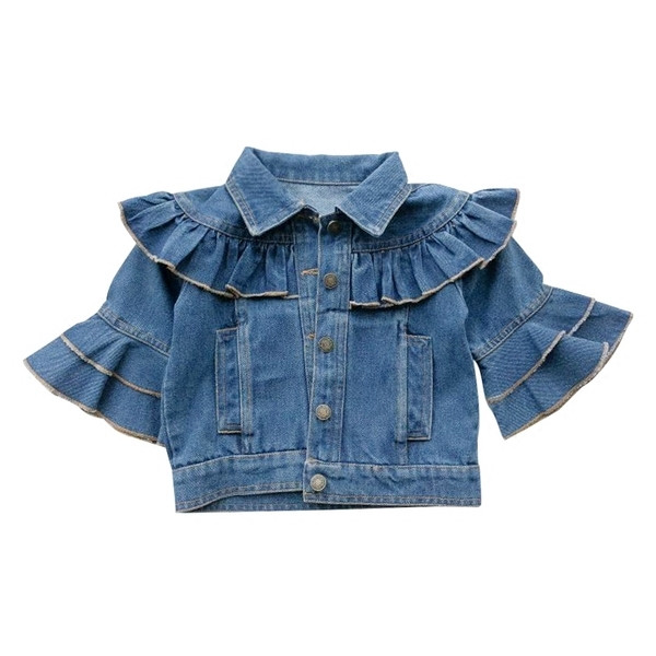 Interesanta geaca de blugi pentru copii pentru fete cu maneci crete