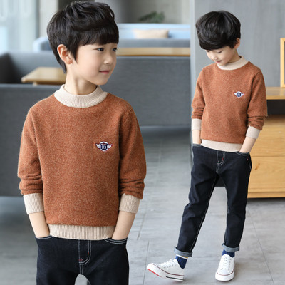 Μάλλινο παιδικό πουλόβερ με κολάρο σε σχήμα O