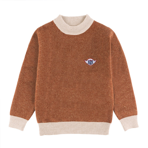 Μάλλινο παιδικό πουλόβερ με κολάρο σε σχήμα O