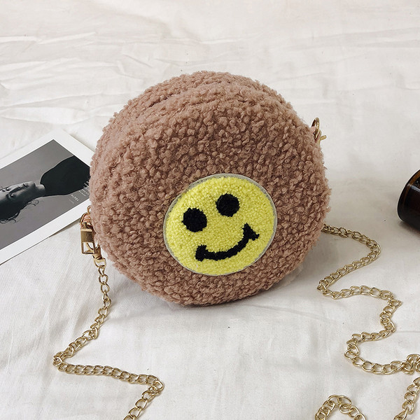 Γυναικεία στρογγυλή τσάντα  με χαμόγελο σε διάφορα χρώματα