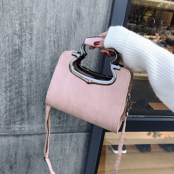 Стилна мини дамска чанта с дълга и къса дръжка в черен и розов цвят 