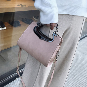 Стилна мини дамска чанта с дълга и къса дръжка в черен и розов цвят 