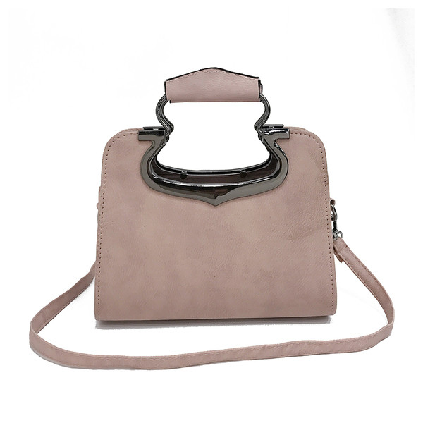 Mini geantă de mână elegantă cu mânere lungi și scurte în negru și roz