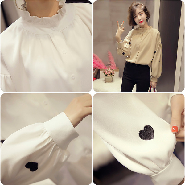 Μοντέρνο γυναικείο πουκάμισο σε freestyle με φαρδιά μανίκια σε δύο χρώματα