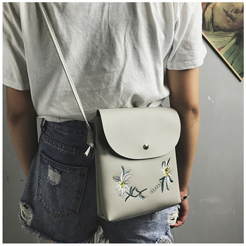 Ежедневна дамска чанта през рамо с флорална бродерия в няколко цвята 