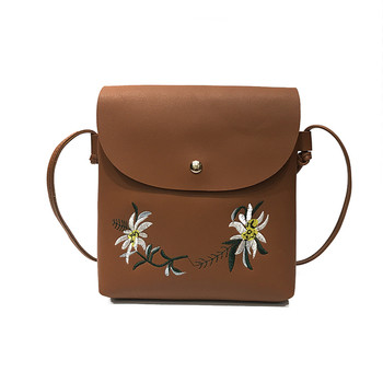 Ежедневна дамска чанта през рамо с флорална бродерия в няколко цвята 