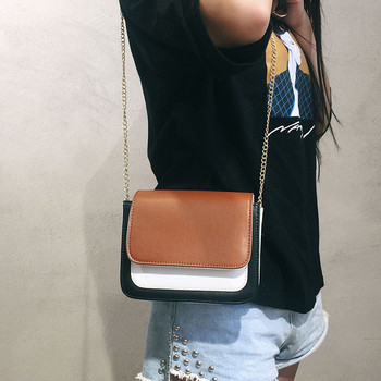 Ежедневна дамска чанта с дълга метална дръжка в три цвята 