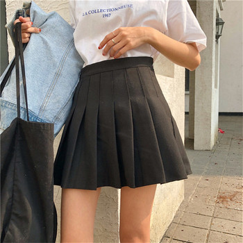Модерна дамска разкроена пола с висока талия в два цвята