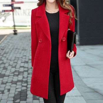 Стилно дамско палто с V-образна яка в различни цветове