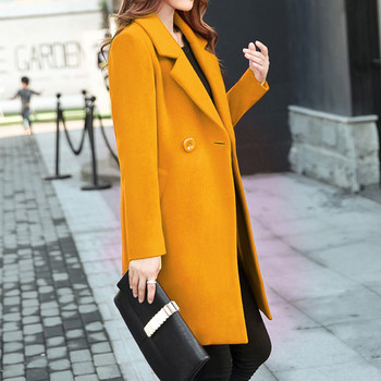 Стилно дамско палто с V-образна яка в различни цветове