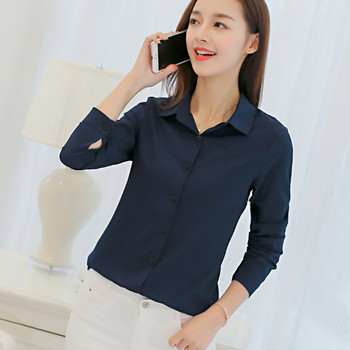 Κομψό γυναικείο πουκάμισο με κολάρο σε σχήμα V σε διάφορα χρώματα