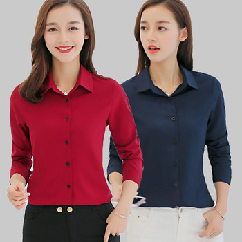 Κομψό γυναικείο πουκάμισο με κολάρο σε σχήμα V σε διάφορα χρώματα