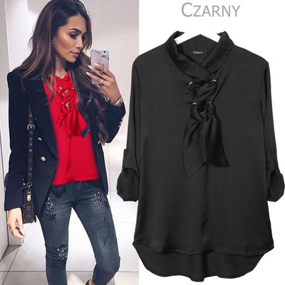 Bluza de dama moderna cu cravate in cruce si maneci 3/4 in mai multe culori