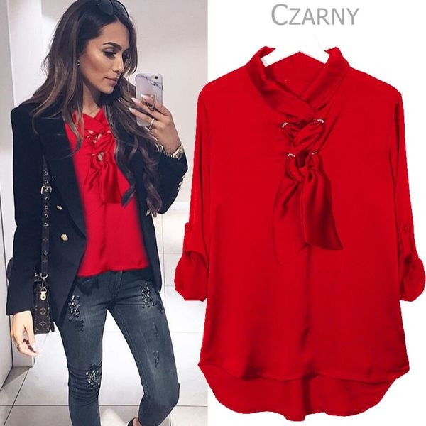 Μοντέρνα γυναικεία μπλούζα με διασταυρούμενους δεσμούς και μανίκι 3/4 σε διάφορα χρώματα