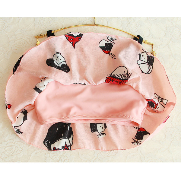 Costum de baie pentru copii în două părți în trei culori cu imprimeu