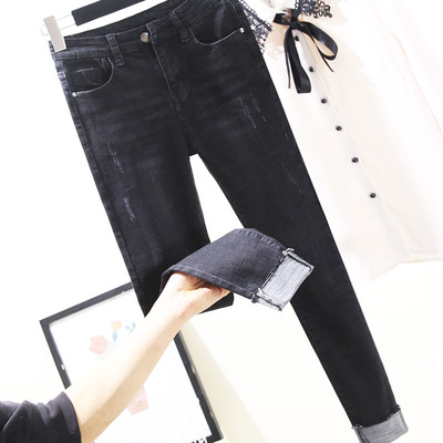 Blugi casual de dama elastic tip Slim cu talie inalta in trei culori