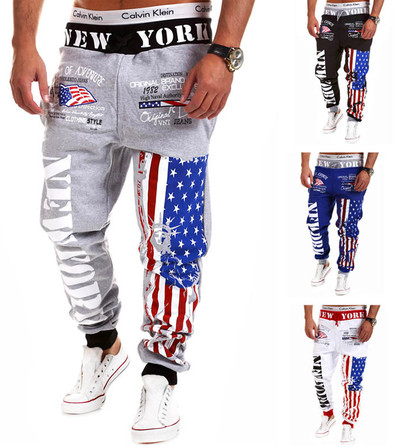 Men`s casual pants with color print in several colors