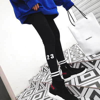 Női fekete sport leggings magas derékkal és felirattal