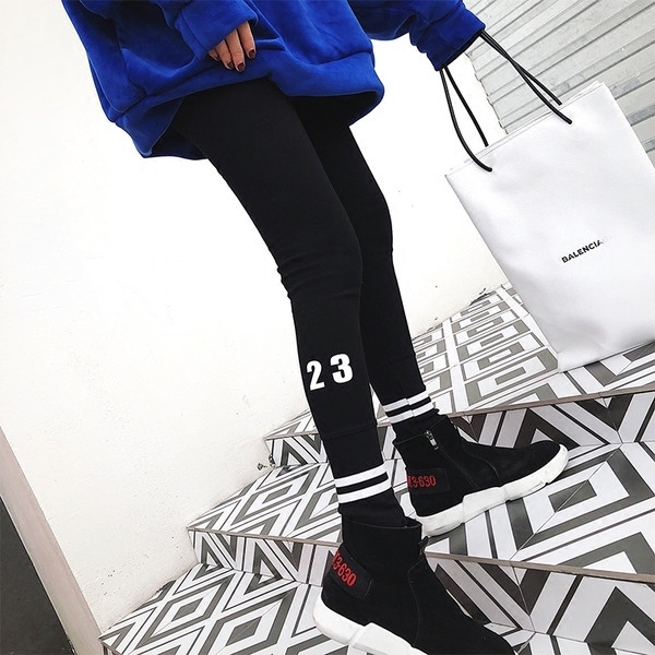 Γυναικείο μαύρο αθλητικό κολάν με ψηλή μέση και επιγραφή