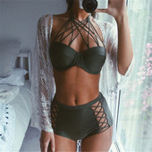 Női fürdőruha két részből - bikini magas derékkal és felső megkötővel
