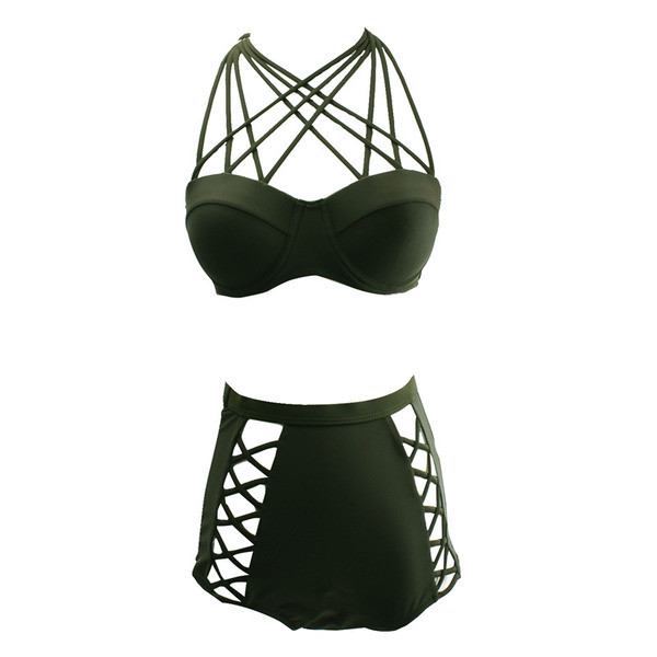 Δύο κομμάτι κοστούμι μαγιό - με κορδόνια