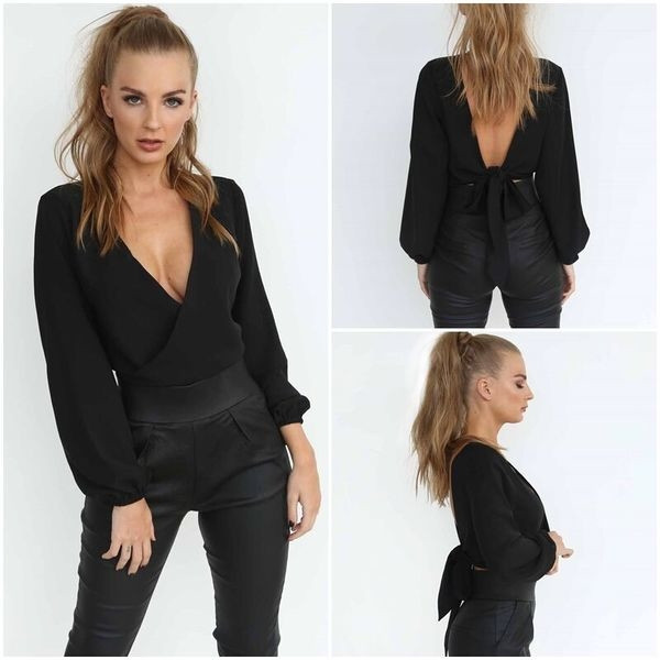 Μπλούζα με κοντό μανίκι και ντεκολτέ και με κορδέλα στη πλάτη σε διάφορα χρώματα