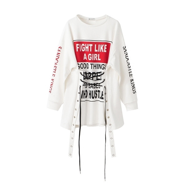 Γυναικείο αθλητικό φόρεμα με λευκούς δεσμούς και επιγραφή