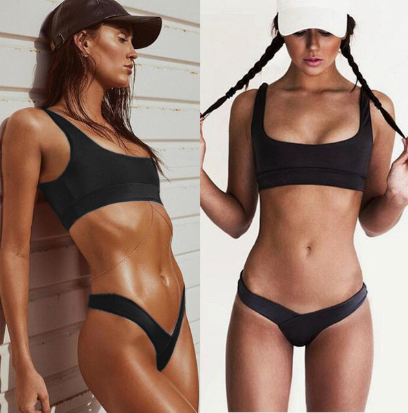 Γυναικεία μαγιό σε δύο μέρη σε μαύρο, κόκκινο και κεραμικό χρώμα