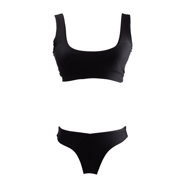 Γυναικεία μαγιό σε δύο μέρη σε μαύρο, κόκκινο και κεραμικό χρώμα