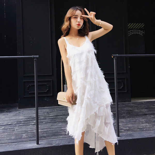 Γυναικείο μακρύ καλοκαιρινό φόρεμα με κρόσες