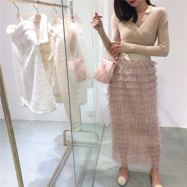 Γυναικεία φούστα με επένδυση σε δύο χρώματα