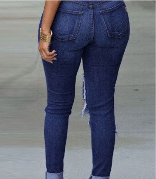 Szakadt női farmer magas derékkal, világos és sötét színekben