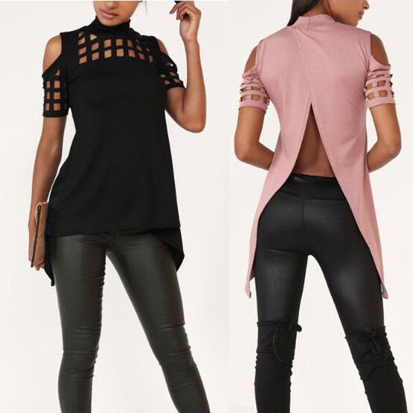 Modern női blúz aszimmetrikus hosszúsággal, többféle színben