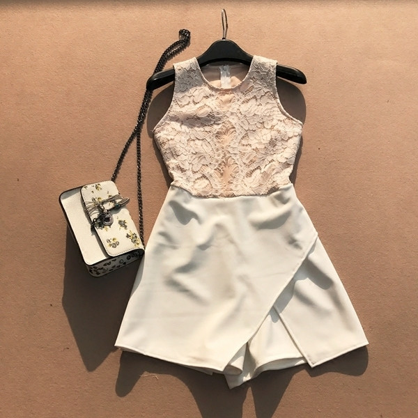 Κομψό γυναικείο ολόσωμο παντελόνι  με δαντέλα σε διάφορα χρώματα