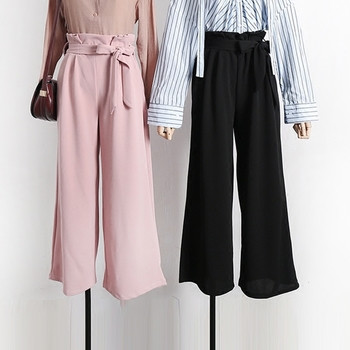 Модерен дамски панталон с висока талия в широк модел в няколко цвята 