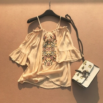 Модерна ежедневна блуза с флорални мотиви с паднали рамене