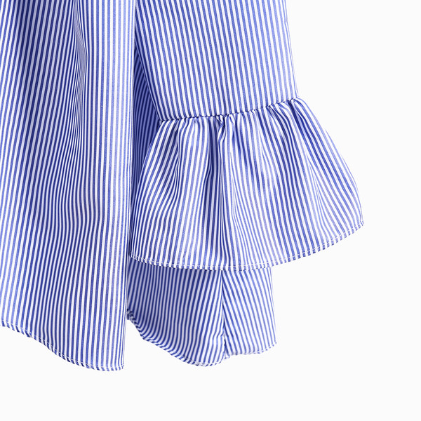 Μοντέρνο γυναικείο πουκάμισο με ντεκολτέ σε σχήμα O, φαρδιά μοτίβο