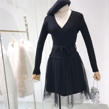 Γυναικείο ελαστικό φόρεμα με ζώνη και sequel τούλι σε διάφορα χρώματα
