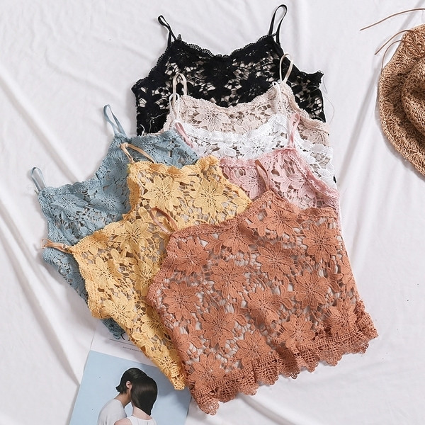 Μοντέρνο γυναικείο δαντελοτό αμάνικο σε διαφορετικά χρώματα