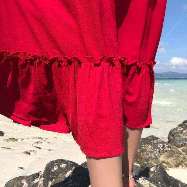 Γυναικείο μακρύ καλοκαιρινό φόρεμα με κεντήματα σε δύο χρώματα