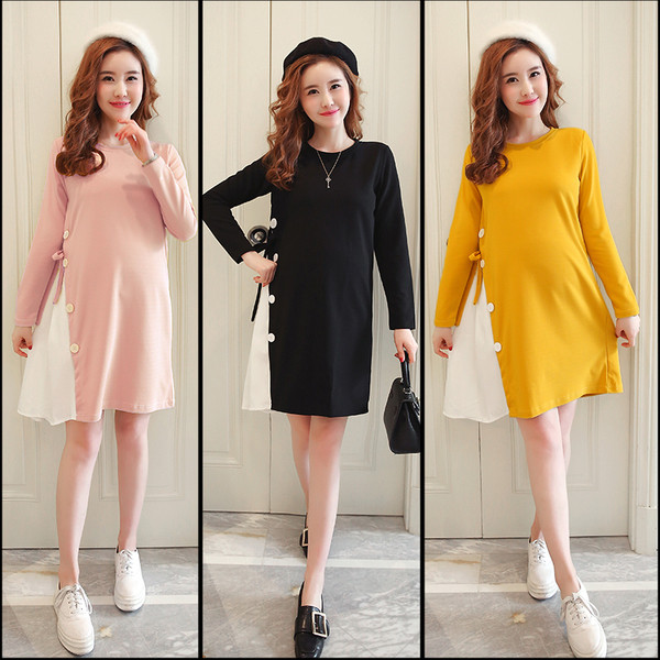 Καθημερινό φόρεμα για έγκυους με κολάρο σε σχήμα O και διακοσμητικό μοτίβο σε διάφορα χρώματα