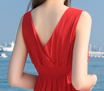 Καλοκαιρινό γυναικείο φόρεμα με φαρδιά λουριά ώμου σε δύο χρώματα